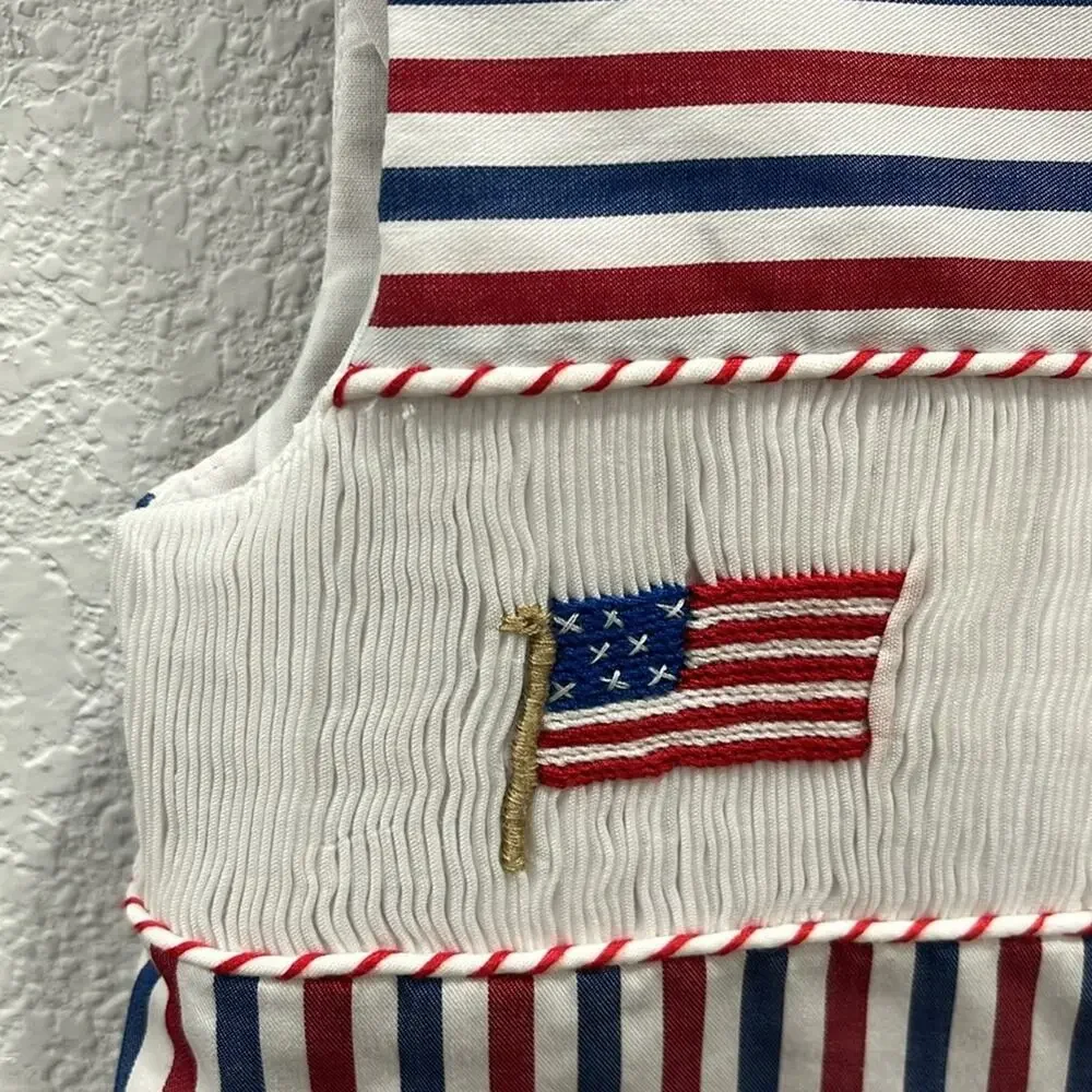 Edgehill Collection Round Neck Sleeveless Smocked American Flag Jon Jon 3T - Picture 6 of 6